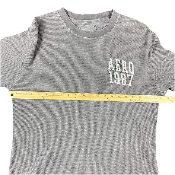 Aeropostale Y2K Waffle Distressed Long Sleeve Henley Gray 2000s VTG Gray Skater - Picture 7 of 13